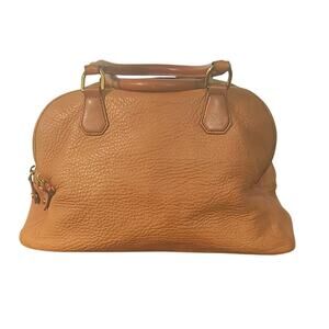 J.Crew Bienniel Satchel Tan Double Handle Leather Bag Triple Zip Sections
